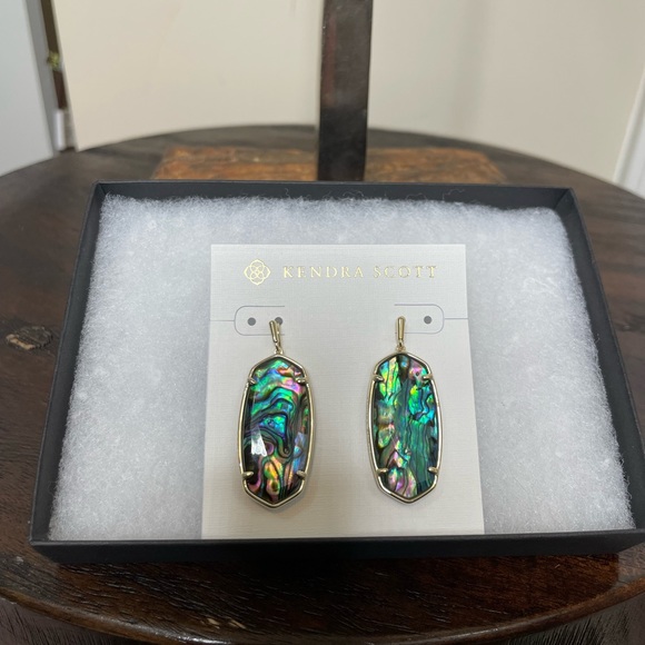 NWT Kendra Scott Elle Gold Drop Earrings in Abalone Shell! - Picture 3 of 7
